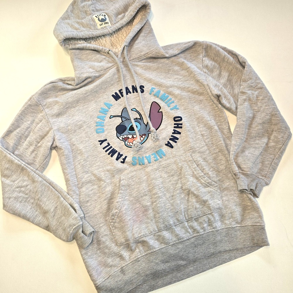 Disney Ohana Means Family Gray Hoodie Sherpa Hood‎ Size Small 3-5